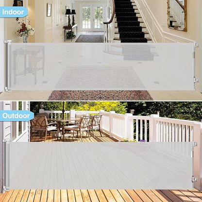 120 Inch Retractable Baby Gates Extra Wide Baby Gate Retractable Dog Gates for The House Extra Wide Dog Gate Extra Long Baby Gates for Large Opening Extra Large Pet Gate Child Gate (Light Gray)