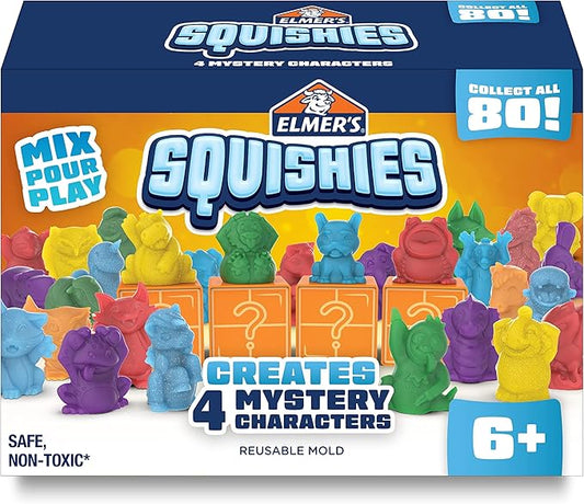 Elmer's Squishies Kids’ DIY Activity Kit, Create 4 Mystery Characters, 24 Piece Kit for Ages 6 and Up, Perfect for Stress Relief and Sensory Play