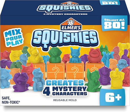 Elmer's Squishies Kids’ DIY Activity Kit, Create 4 Mystery Characters, 24 Piece Kit for Ages 6 and Up, Perfect for Stress Relief and Sensory Play