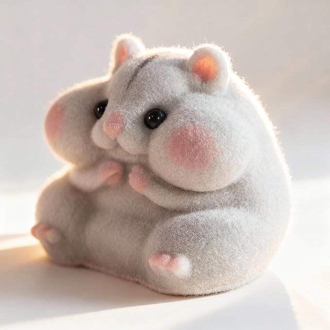 Handmade Taba Squishy Hamster Toy, Cute Squishy Hamster Fidget Toy, Realistic Hamster Toy, Soft Silicone Mochi Furry Toy, Stress Relief Gift for Adults & Kids, Sensory Anxiety Plushie (Gray)
