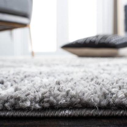 SAFAVIEH Berber Shag Collection Runner Rug - 2' x 12', Light Grey & Cream, Moroccan Design, Non-Shedding & Easy Care, 1.2-inch Thick Ideal for High Traffic Areas in Living Room, Bedroom (BER165B)