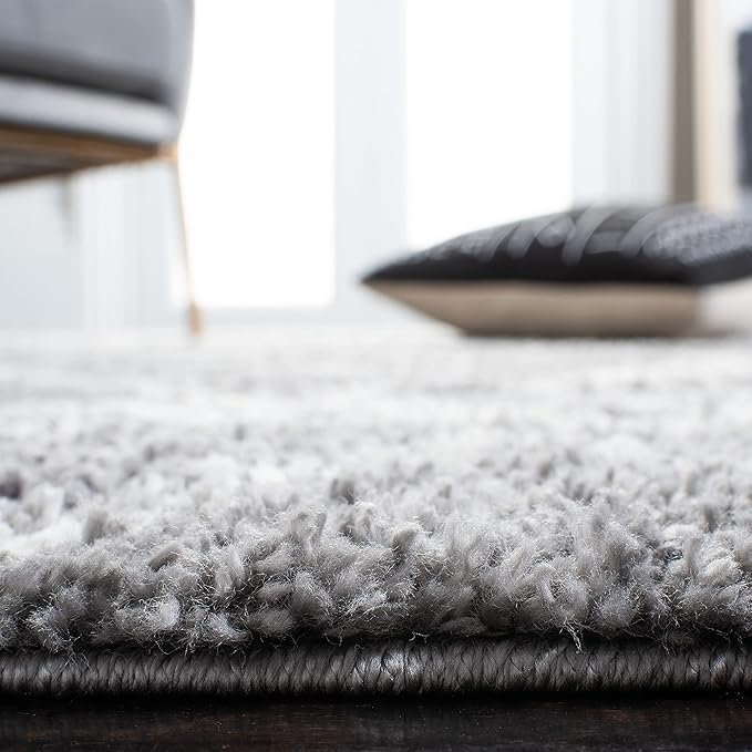 SAFAVIEH Berber Shag Collection Runner Rug - 2' x 10', Light Grey & Cream, Moroccan Design, Non-Shedding & Easy Care, 1.2-inch Thick Ideal for High Traffic Areas in Living Room, Bedroom (BER165B)