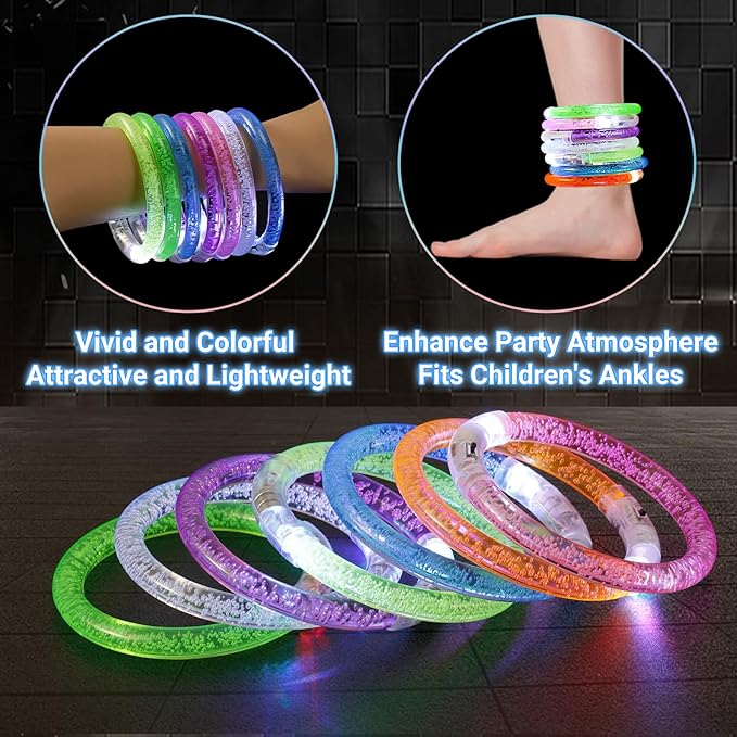 50PCS LED Bracelets,7 Color Glow In The Dark Bracelets,Flashing Light Up Bracelets,Glow Bracelets,Glow In The Dark Party Supplies,Light Up Party Favors for Birthday,Concert,Carnival,Festival