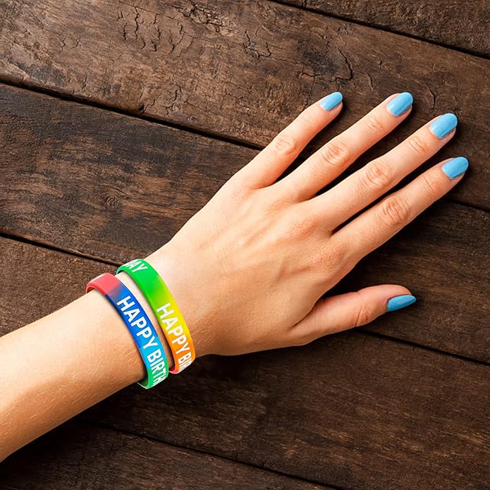 Happy Birthday Rubber Bracelets Birthday Silicone Stretch Wristbands for Kids Classroom Students Birthday Party Supplies Happy Birthday Gifts Bracelets Bulk From Teacher
