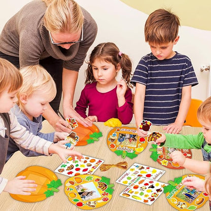 Qyeahkj 36 Sets Fall Thanksgiving Craft for Kids DIY Autumn Pumpkin Picture Frame Craft Kit with Easel Fun Photo Frame Craft and Arts Kit for Home Class Kindergarten Party Art Activity