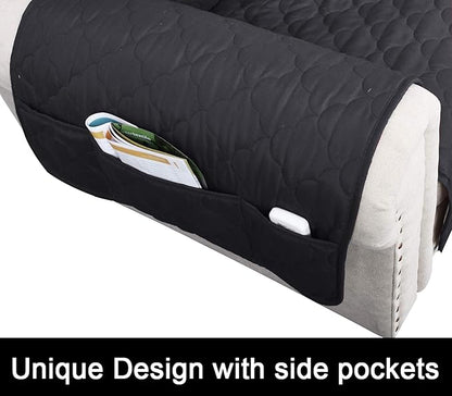 CHHKON Waterproof Nonslip Recliner Cover Stay in Place, Dog Couch Chair Cover Furniture Protector, Ideal Loveseat Slipcovers for Pets and Kids (Dark Grey, 30'')