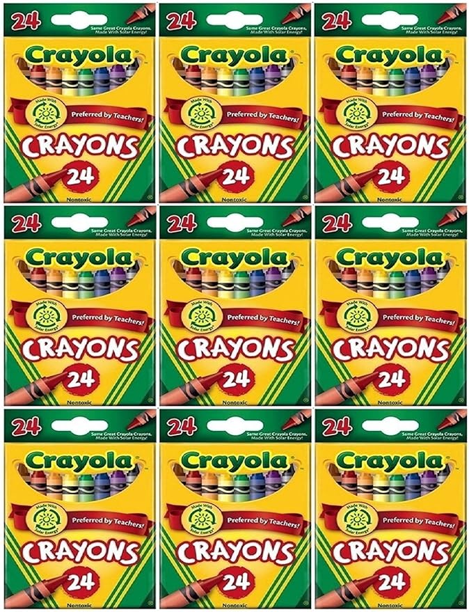 Crayola 24 Count Box of Crayons Non-Toxic Color Coloring School Supplies (9 Packs)