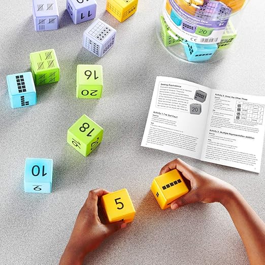 hand2mind Multiple Representation Dice, Large Foam Dice for Classroom, Subitizing Dice, Math Manipulatives Kindergarten, Educational Toys for Elementary Kids, Math Learning Tools (Set of 16)