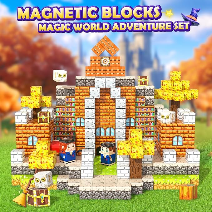80PCS Magnetic Blocks - Build Mine Magnet World Magic World Adventure Set, 1’’ Magnet Cubes Kids Sensory Toys for Kids Age 3-5 5-7 8-12, Building Blocks Gift for 3 4 5 6 7 8 9 10 Year Old Boys & Girls