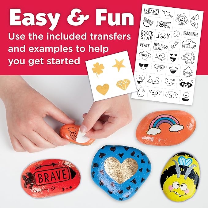 Creativity For Kids Hide and Seek Rock Painting Kit - Arts and Crafts for Kids Ages 6-8+, Gifts for Kids, Craft Kit with 10 Rocks and Waterproof Paint, Small