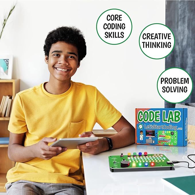 Code Lab All-Inclusive Coding Kit for Kids 8-12+ and Teens. Premium STEM Learning Toy for Boys & Girls Teaches C++ Programming. Includes Over 60 Electronic Components and Over 100 Online Lessons