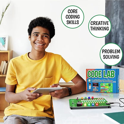 Code Lab All-Inclusive Coding Kit for Kids 8-12+ and Teens. Premium STEM Learning Toy for Boys & Girls Teaches C++ Programming. Includes Over 60 Electronic Components and Over 100 Online Lessons