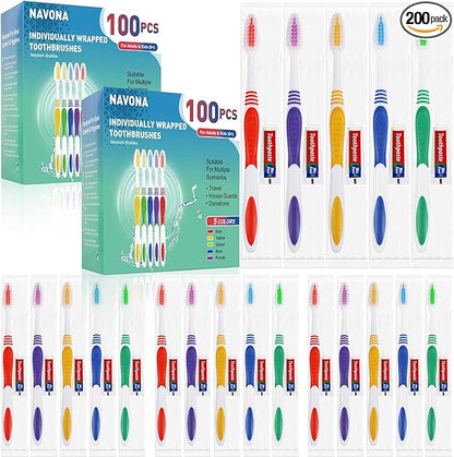 200 PCS Individually Wrapped Toothbrushes with Toothpaste Bulk, Disposable Toothbrushes Bulk, Bulk Toothpaste, Travel Toothpaste Bulk, Ergonomics Handle, Soft Bristle,Perfect for Travel,Hotel,Donation