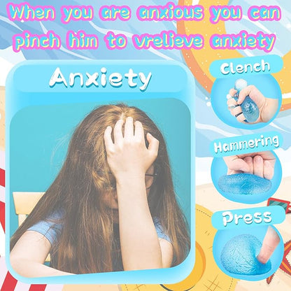 Squishy Stress Balls - Sensory Toys for Kids with Unique Needs - Fosters Creativity, Focus, and Fun - Great for Classrooms, Home, and Playtime (Blue Ellipsoid)