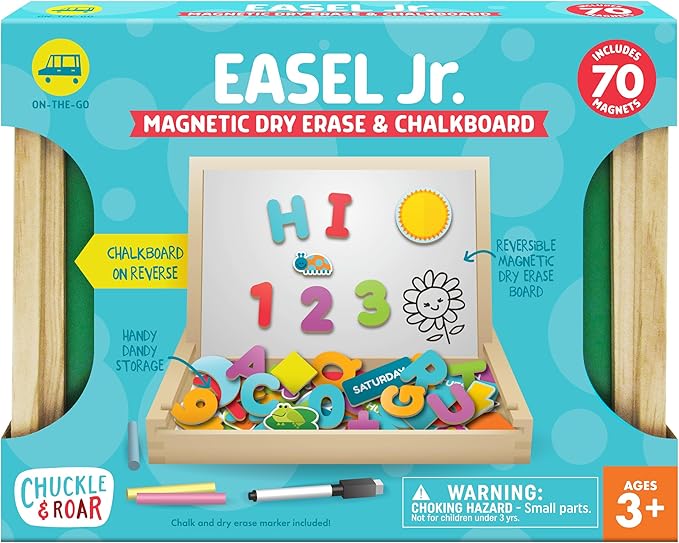 Chuckle & Roar - Easel Jr. Magnetic Dry-Erase and Chalk Playing Board - Engaging Art and Craft Board for Kids - Preschool Classroom Staple