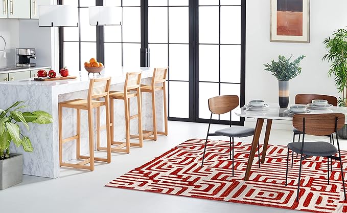 SAFAVIEH Amsterdam Collection Accent Rug - 4' x 6', Ivory & Terracotta, Modern Abstract Design, Non-Shedding & Easy Care, Ideal for High Traffic Areas in Entryway, Living Room, Bedroom (AMS106B)