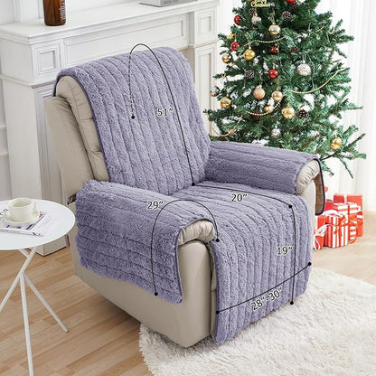 RBSC Home Plush Recliner Slipcover 30 Inches Chair Covers Artificial Wool Lazy Boy Cover Quilted Cover for Large Recliner Chairs and Furniture