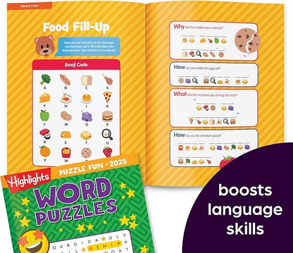 Highlights Puzzle Fun 2025 Puzzle Books for Kids Ages 6 and Up, 4-Book Set of Brain Teasers, Mazes, Word Puzzles and More Travel-Friendly Screen Free Kids Puzzles