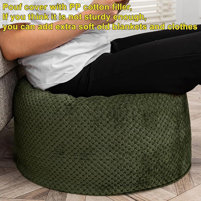 Asuprui Pouf Ottoman Stuffed Stuffed Ottoman Foot Rest Soft Plush Fiber Foot Stool 20x20x12 Inches Fuzzy Chair Floor Pouf Chair Foot Rest with Storage for Living Room Bedroom Green Pouf with Filler