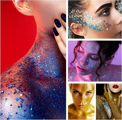 Face Body Glitter Stick,Music Festival Accessories Outfits for Women,Hair Glitter Makeup,Mermaid Chunky Glitter Face Paint,Waterproof Sparkle Face Glitter for Country Concert