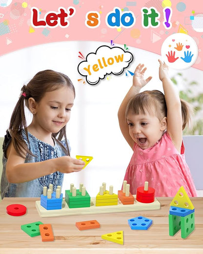 Yetonamr Montessori Toys for 1 2 3 Years Old Boys Girls Birthday Gifts, Wooden Sensory Toys for Ages 2-4 Kids Baby, Toddler Easter Basket Stuffers Learning Toy Activities Puzzles Ages 1-3