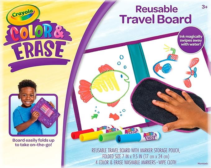 Crayola Color & Erase Drawing Board for Kids, Travel Coloring Kit, Drawing Toy, Toddler Coloring Set, Gift for Kids, 3+