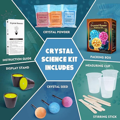 Crystal Growing Kit, STEM Projects Science Kits for Kids Age 4-6-8-12, Crystals Grow Fast (24H) Science Experiments Kit Toys, Art & Crafts Gift Toys for 6 7 8 9 10 11 12 Years Old Girls & Boys