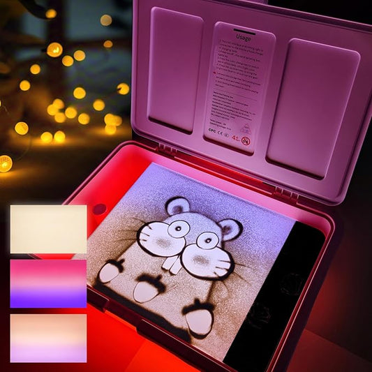 18" Light Table for Kids,Sand Painting Light Box,Light Up Sand Tray Sensory Light Table with Lid 3 Color Modes & 10 Levels Adjustable Brightness Christmas Birthday Gifts for Boys Girls