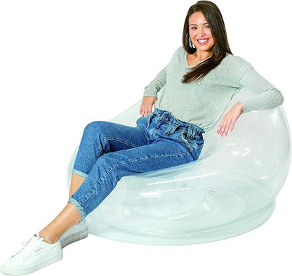 Air Candy Inflatable Clear Chair - Heavy Duty PVC, Waterproof, Indoor/Outdoor Use, 300 lb Capacity