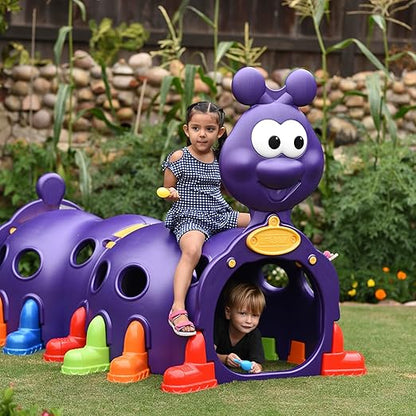 ECR4Kids ELR-12511 Indoor/Outdoor Peek-A-Boo Caterpillar Climbing Play Structure for Kids, Purple