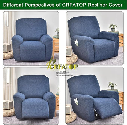 CRFATOP Recliner Chair Slipcovers with Pockets 1Seat Recliner Cover 4-Pieces Fallon Collection Slipcover Lazy Boy Chair Cover for Recliner with Elastic Bottom,47
