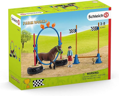 Schleich Farm World, Horse Toys for Kids, Pony Agility Race Playset with Horse Figurines and Accessories 22-piece set, Ages 3+