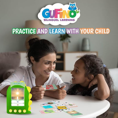 GUFINO Talking Flash Cards for Toddlers – 300 Fun and Interactive English & Spanish Flash Cards to Strengthen Cognitive Abilities & Boost Language Development – Learning Toys for Quality Family Time