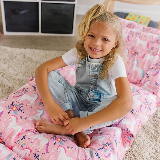 Wildkin Kids Floor Lounger: Ideal for Boys and Girls, Travel-Friendly, Perfect for Sleepovers - Pillow Lounger for Kids, Requires Standard Size Pillows Not Included (Magical Unicorns)