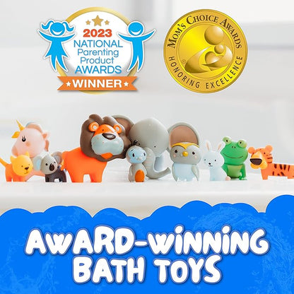 SplashEZ Bath Toys for Kids Ages 4-8, Kids Bath Toys for Boys, Mold Free Animals XL Bathtub Water Set for Children, Soft Durable, No Mold for Water Tub & Pool, Ages 0-1-3-4-5-6-8