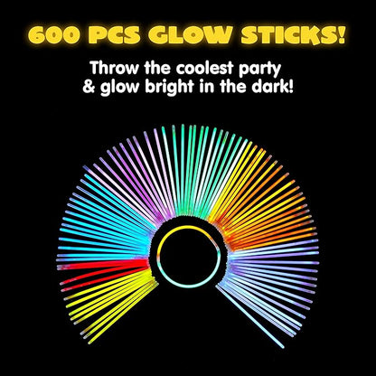 JOYIN 300 Pcs 8" Glowsticks, Bracelets Necklaces, Glow in the Dark Party Favors, Easter, Christmas, Halloween Supplies Pack, Football Party Supplies