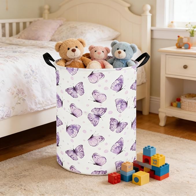 Butterfly Baby Laundry Basket,Nursery Hamper,Kids Dirty Clothes Hamper,Toys Storage Bin Organizer,Girl Room Decor(Cute Butterfly)