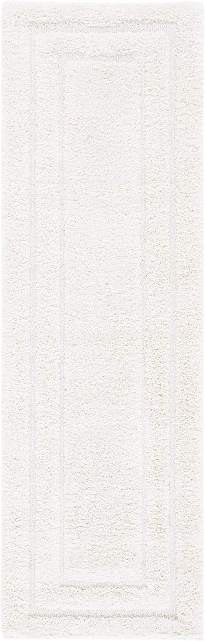 SAFAVIEH Florida Shag Collection Runner Rug - 2'3" x 10', Creme & Creme, Border Design, Non-Shedding & Easy Care, 1.2-inch Thick Ideal for High Traffic Areas in Living Room, Bedroom (SG454-1111)