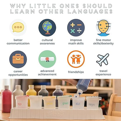 ECR4Kids Large Trilingual Paint Cups and Brushes, Art Set, Assorted, 13-Piece