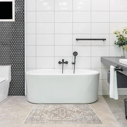 Nourison Astra Machine Washable Traditional Grey/Multi 3'3" x 5' Area Rug, Easy Cleaning, Non Shedding, Bed Room, Living Room, Dining Room, Kitchen (3x5)