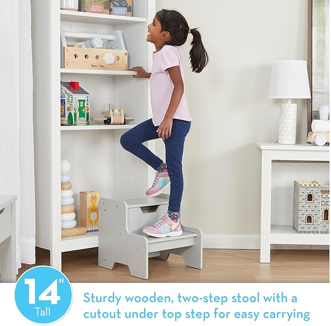 Melissa & Doug Kids Furniture Wooden Step Stool - Gray