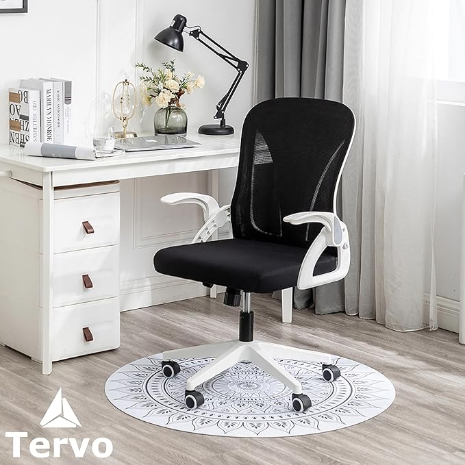 Tervo Model S | Folding Office Chair for Small Spaces | Gaming Chair for Adults & Kids | Ergonomic Mesh Computer Chair for Bedroom | Desk Chair for Home Work | (White & Black)