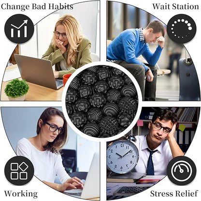 Silicone Magnetic Balls, Fidget Toys for Adults & Teens, 6PCS Stress Balls Fidget Toy, Quiet Magnet Desk Fidgets with Textured, ADHD Anxiety Relief Items, Fun Stocking Suffers Gifts (Black)