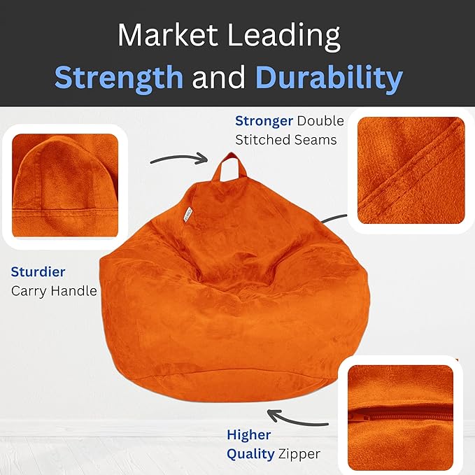 Bean Bag Stuffed Animal Storage Or Cover | No Filler | Extra Large | for Adults Or Kids | Double Stitched | Durable Zipper | Premium Microsuede