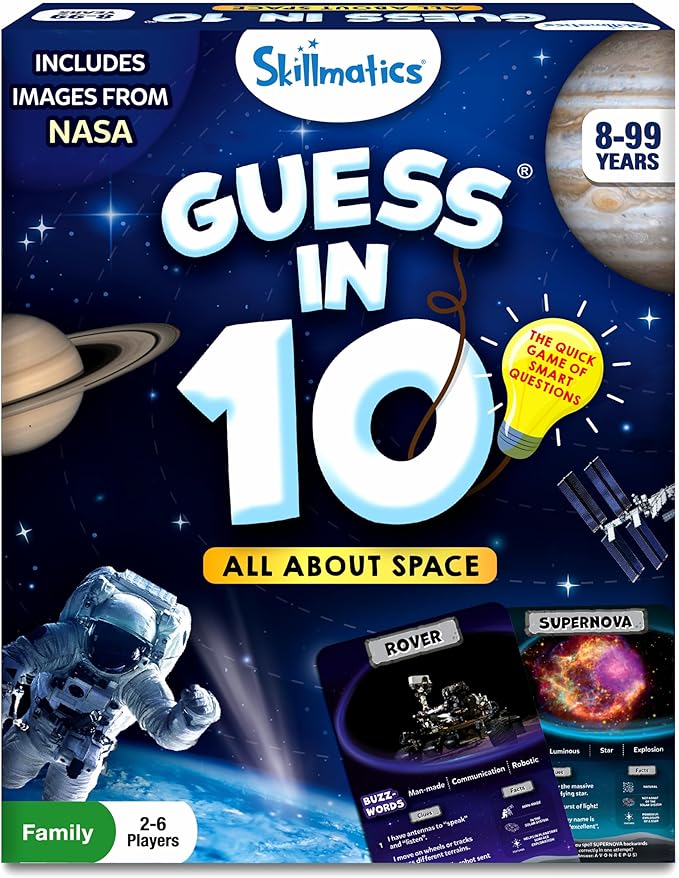 Skillmatics Card Game - Guess in 10 NASA Space, Perfect for Boys, Girls, Kids & Families Who Love Educational Toys, Travel Games, Gifts for Ages 8, 9, 10 and Up