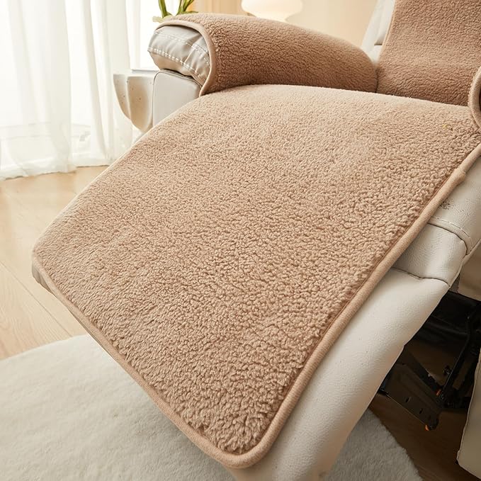 vctops Sherpa Fleece Recliner Chair Cover Super Soft Warm Plush Sofa Slipcover Furniture Protector Non Slip Washable Reclining Chair Cover for Kids, Pets (Camel,22"x82")
