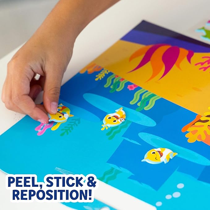 Horizon Group USA Baby Shark Sticker Play Set - 100 Reusable Puffy Stickers – Baby Shark Sticker Bundle for Kids Ages 3 and Up