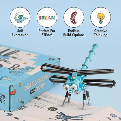 Dragonfly Toy Erector Set, Educational Build Your Own Robot Animal Stem Toys for Boys and Girls, 60+ Pcs Engineering Kit Construction Toys Steam Gifts for Kids 6 7 8 9+ Year Old