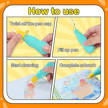 YPLUS Water Reveal Activity Books for Kids, Toddler Travel Toys Mess Free Coloring, Magic Paint with Water Books for Car Plane Yard Ages 3 4 5 6 7 - Theme Animals