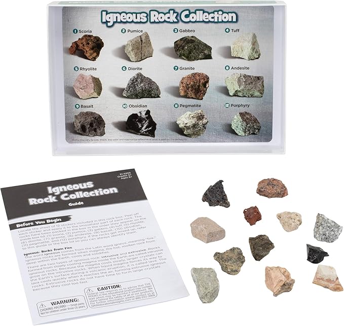 Educational Insights Complete Rock, Mineral, and Fossil Collection, Ages 8 and up, (57 pieces with storage tray)